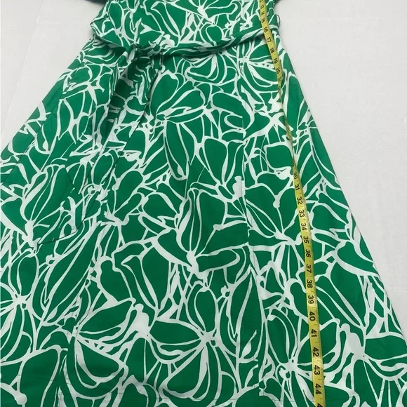 Banana Republic Midi Dress SM Belt Pockets Lined Zip Closure Green Floral - Picture 10 of 14